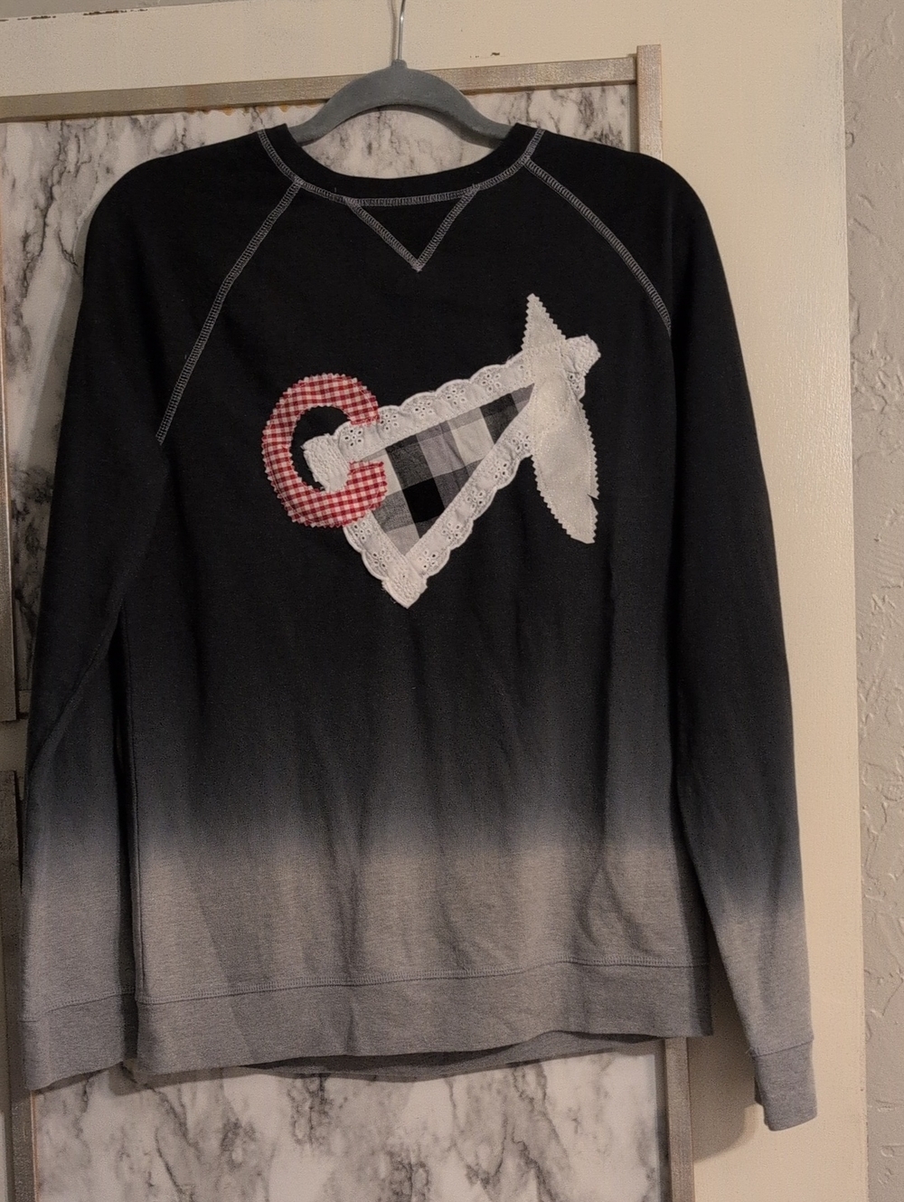 Custom Created Comanche School District Ombre Sweatshirt With Buffalo Check